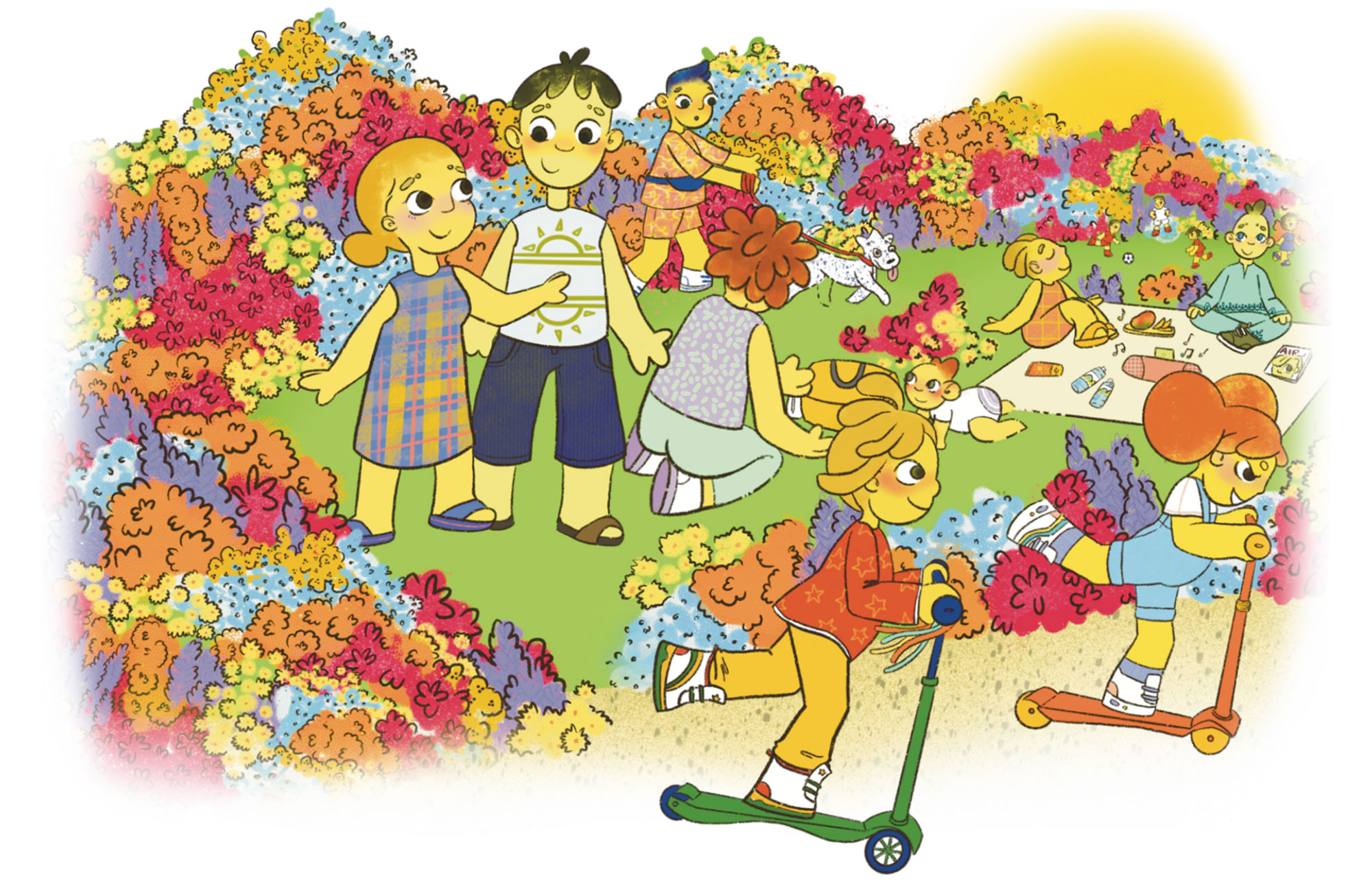 Etherley-Park-Spread-V2@2x Etherley Park full of colourful flowers and children playing